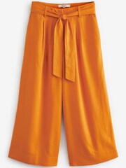 Orange Linen Blend Tie Waist Crop Trousers - Image 3 of 3