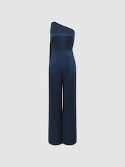Reiss Navy Lucinda Bridesmaid One Shoulder Jumpsuit - Image 2 of 6