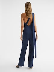Reiss Navy Lucinda Bridesmaid One Shoulder Jumpsuit - Image 5 of 6