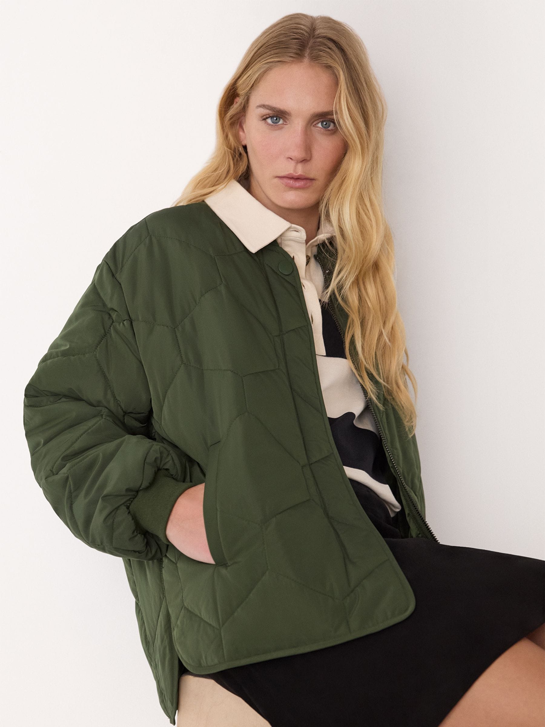 Buy Whistles Green Ida Short Quilted Coat from the Next UK online shop