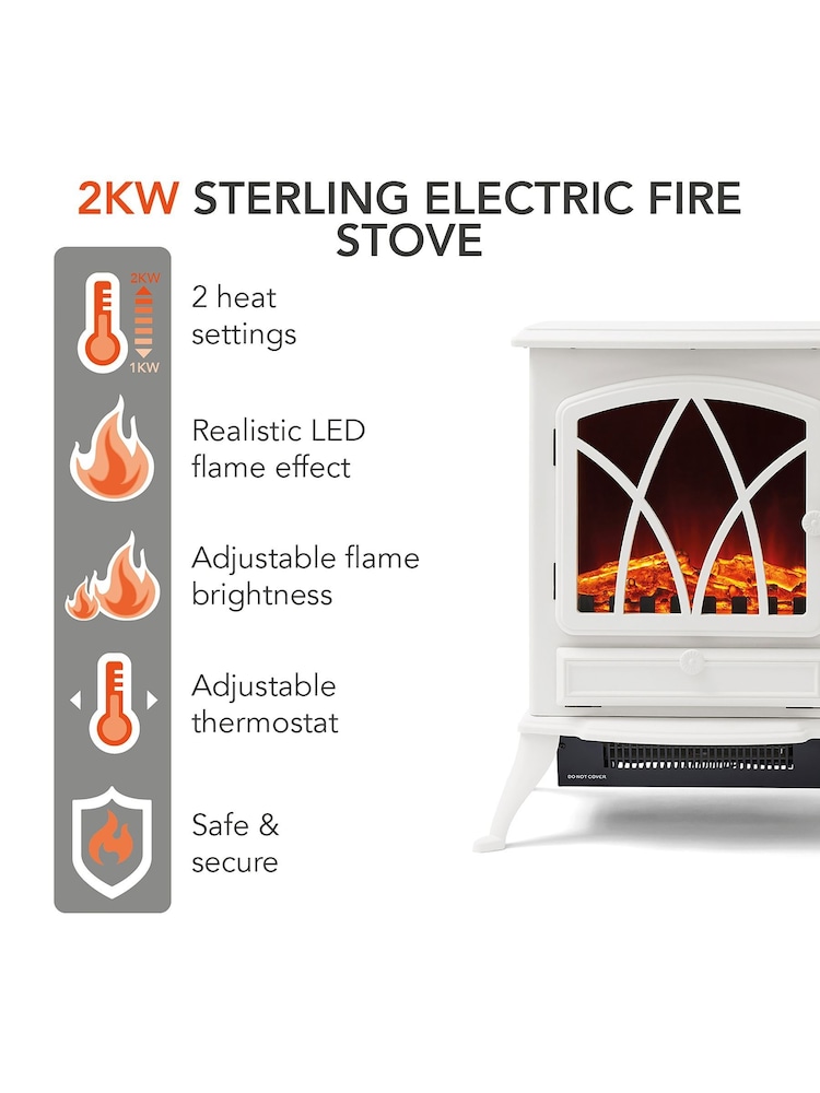 Warmlite White 2KW Fireplace Heater - Image 1 of 7
