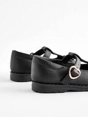 Black Matt Wide Fit (G) School Junior Bow T-Bar Shoes - Image 5 of 7
