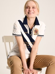 Joules Official Badminton Cream & Navy Polo Shirt - Image 1 of 8