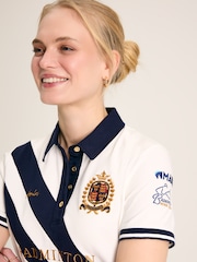 Joules Official Badminton Cream & Navy Polo Shirt - Image 4 of 8