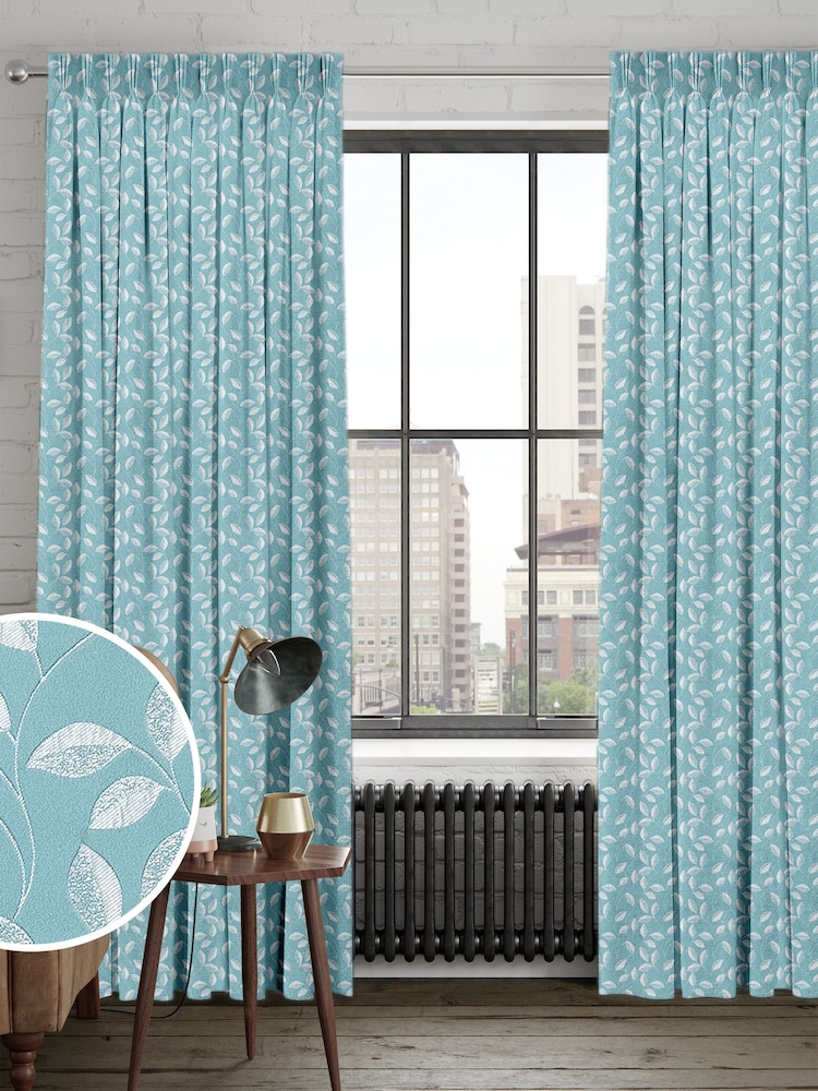 Teal Blue Mallix Made To Measure Curtains - Image 1 of 9
