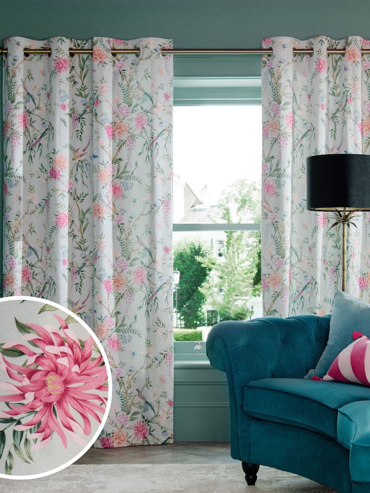 Duck Egg Blue Emporium Floral Eyelet Blackout/Thermal Curtains - Image 1 of 11