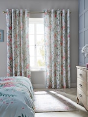 Duck Egg Blue Emporium Floral Eyelet Blackout/Thermal Curtains - Image 3 of 11