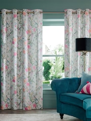 Duck Egg Blue Emporium Floral Eyelet Blackout/Thermal Curtains - Image 5 of 11