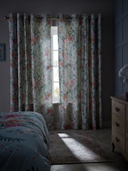 Duck Egg Blue Emporium Floral Eyelet Blackout/Thermal Curtains - Image 6 of 11