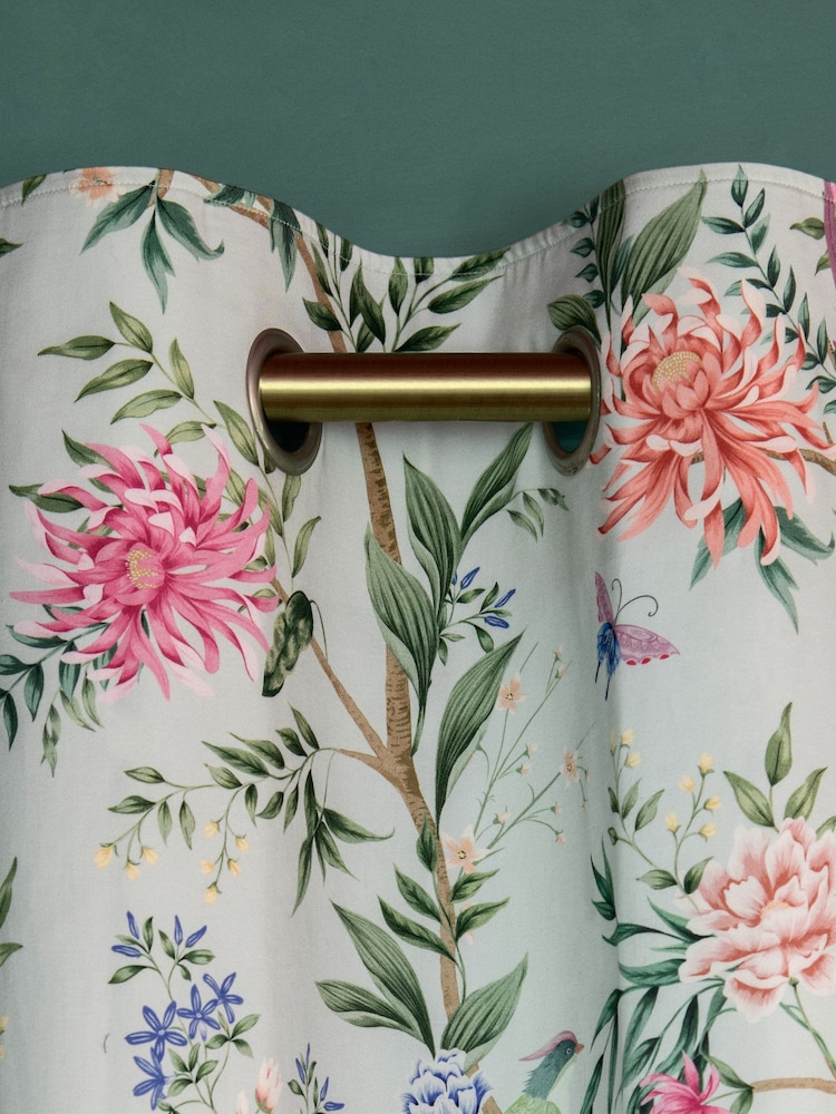 Duck Egg Blue Emporium Floral Eyelet Blackout/Thermal Curtains - Image 7 of 11