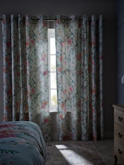 Duck Egg Blue Emporium Floral Eyelet Blackout/Thermal Curtains - Image 8 of 11