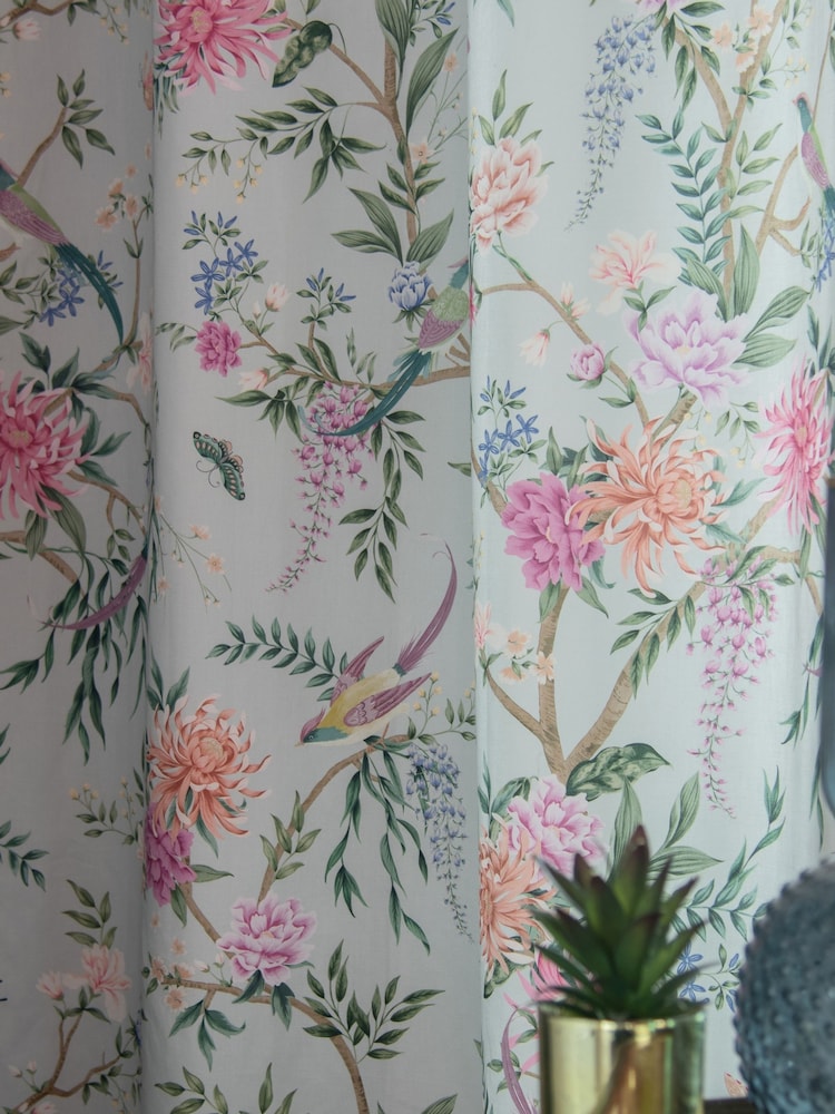 Duck Egg Blue Emporium Floral Eyelet Blackout/Thermal Curtains - Image 9 of 11