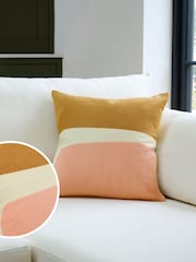 Jasper Conran London Pink/Yellow Colourblock Embroidered Feather Filled Cushion - Image 1 of 1
