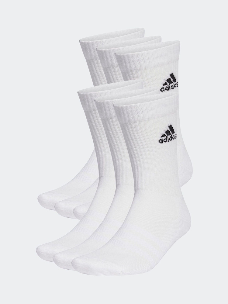 adidas White/Black Cushioned Crew Socks 6 Pack - Image 2 of 5