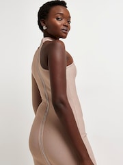 River Island Natural One Shoulder Bandage Midi Dress - Image 4 of 5