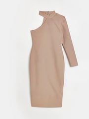 River Island Natural One Shoulder Bandage Midi Dress - Image 5 of 5
