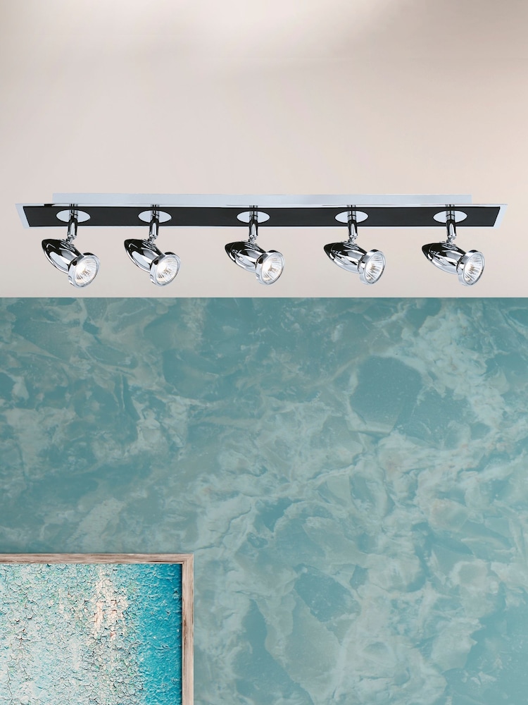 Searchlight Chrome Fire 5 Light Matt Black Chrome Bar Spotlight - Image 1 of 3