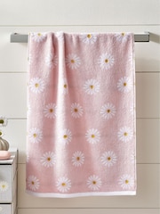 Pink Daisy 100% Cotton Towel - Image 1 of 5