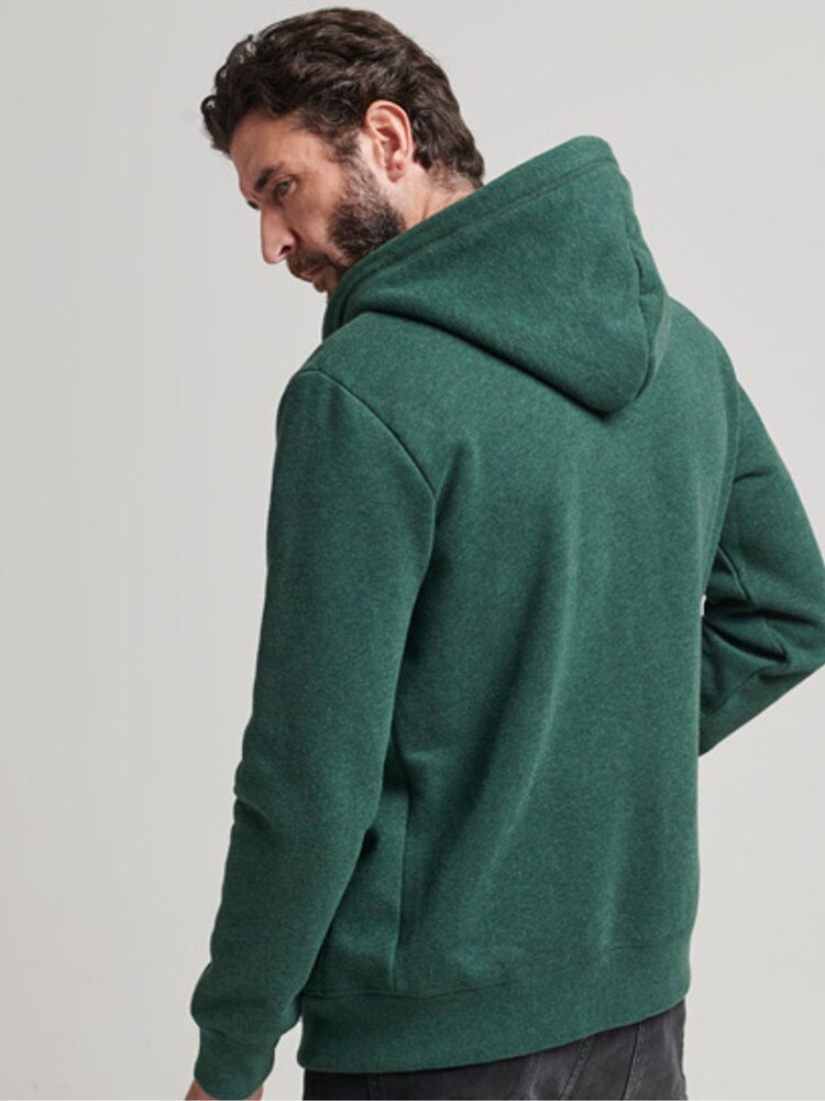 Superdry Campus Green Marl Vintage Logo Embossed Zip-Up Hoodie - Image 2 of 6