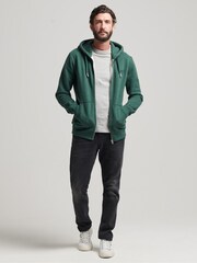 Superdry Campus Green Marl Vintage Logo Embossed Zip-Up Hoodie - Image 3 of 6