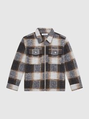 Reiss Charcoal Angelo 4-9 yrs Checked Zip Up Overshirt - Image 2 of 6