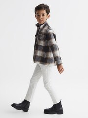 Reiss Charcoal Angelo 4-9 yrs Checked Zip Up Overshirt - Image 3 of 6