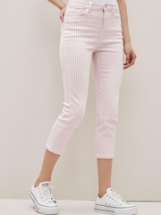 Pink Stripe Cropped Slim Jeans - Image 1 of 5