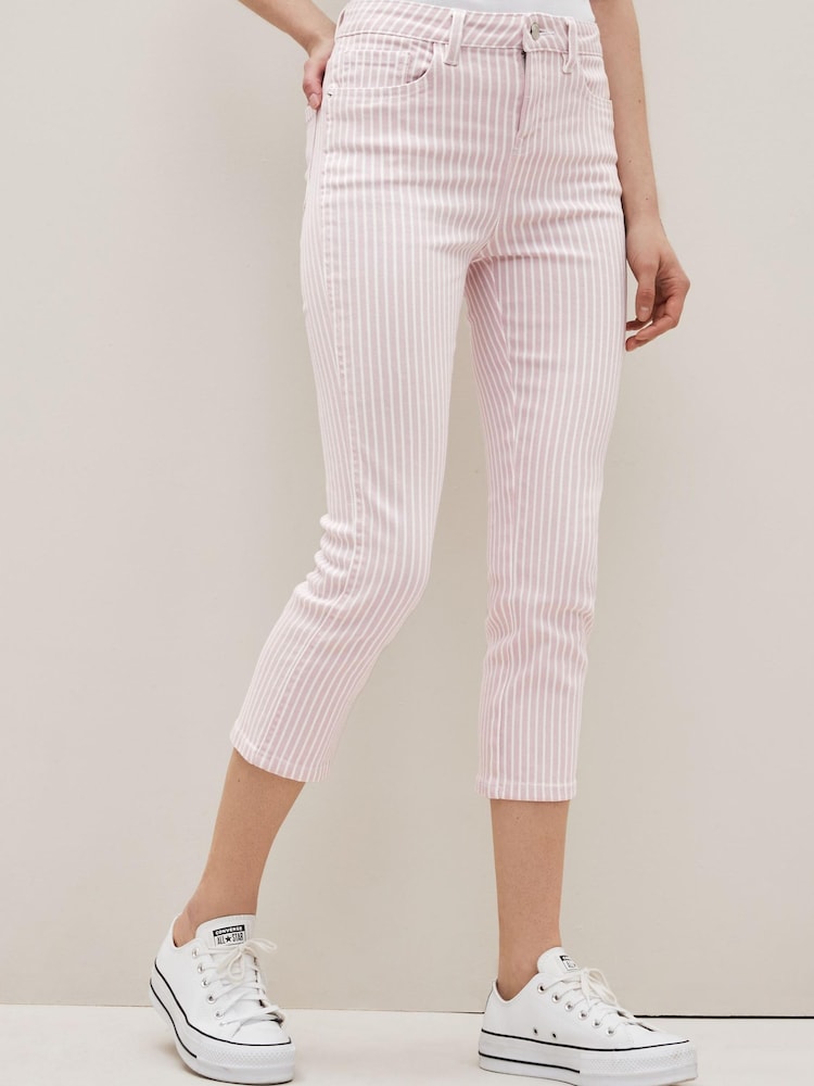 Pink Stripe Cropped Slim Jeans - Image 1 of 5