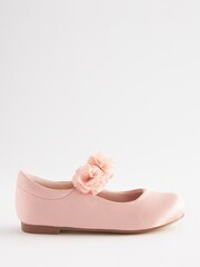 Pink Stain Resistant Satin Standard Fit (F) Bridesmaid Collection Corsage Mary Jane Occasion Shoes - Image 2 of 4