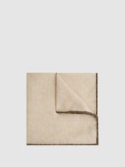 Reiss Oatmeal Halley Wool-Silk Blend Pocket Square - Image 1 of 5
