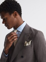 Reiss Oatmeal Halley Wool-Silk Blend Pocket Square - Image 2 of 5
