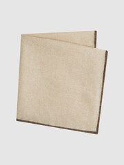Reiss Oatmeal Halley Wool-Silk Blend Pocket Square - Image 3 of 5