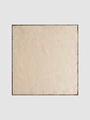 Reiss Oatmeal Halley Wool-Silk Blend Pocket Square - Image 4 of 5