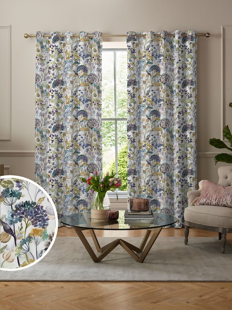 Voyage Sky Blue Country Hedgerow Made to Measure Curtains - Image 1 of 8