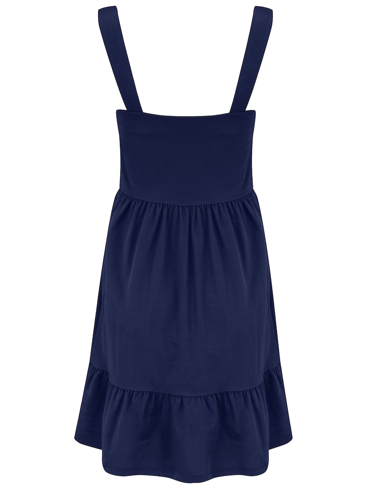 Pour Moi Navy Blue Lena Pique Jersey Dress - Image 5 of 5