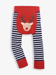 JoJo Maman Bébé Red Christmas Cotton Blend Stripe Baby Leggings - Image 3 of 5
