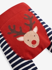 JoJo Maman Bébé Red Christmas Cotton Blend Stripe Baby Leggings - Image 4 of 5