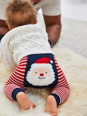 Papá Noel de rayas - Leggins de mezcla de algodón con diseño navideño a rayas para bebé de Jojo Maman Bébé - Imagen 1 de 3