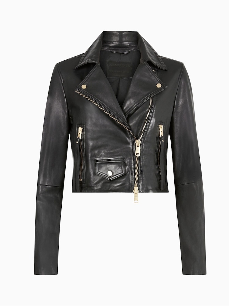 AllSaints Black Biker Jacket - Image 9 of 9