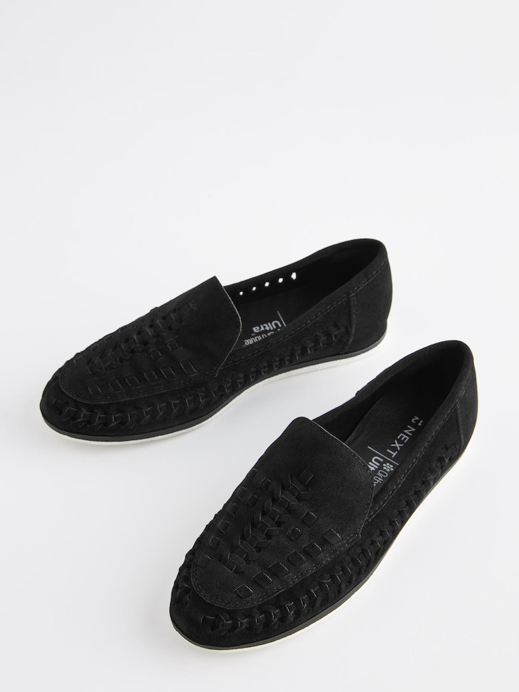 Black Woven Detail Contrast Sole Loafers - Image 6 of 6