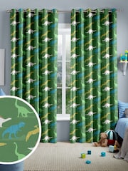 Green Kids Multi Dino Made To Measure 100% Cotton Curtains - Image 1 of 9