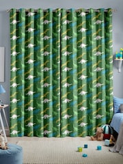 Green Kids Multi Dino Made To Measure 100% Cotton Curtains - Image 2 of 9