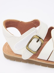White Leather Standard Fit (F) Leather Woven Ankle Strap Sandals - Image 7 of 8