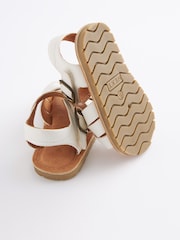 White Leather Standard Fit (F) Leather Woven Ankle Strap Sandals - Image 8 of 8