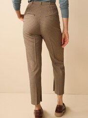 Stein/Natur kariert - Tailored Hose in Slim Fit mit hoher Taille - Bild 2 von 4
