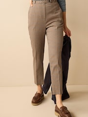Stein/Natur kariert - Tailored Hose in Slim Fit mit hoher Taille - Bild 3 von 4