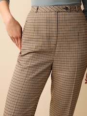 Stein/Natur kariert - Tailored Hose in Slim Fit mit hoher Taille - Bild 4 von 4
