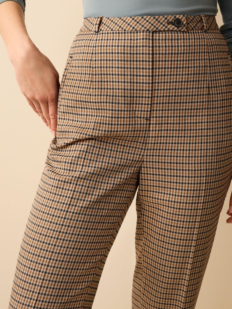 Stein/Natur kariert - Tailored Hose in Slim Fit mit hoher Taille - Bild 4 von 4
