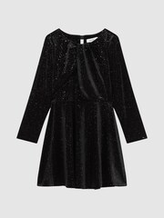 Reiss Gweneth Glitzerndes, ausgestelltes Velourskleid​​​​​​​ - Bild 2 von 5