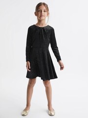 Reiss Gweneth Glitzerndes, ausgestelltes Velourskleid​​​​​​​ - Bild 3 von 5